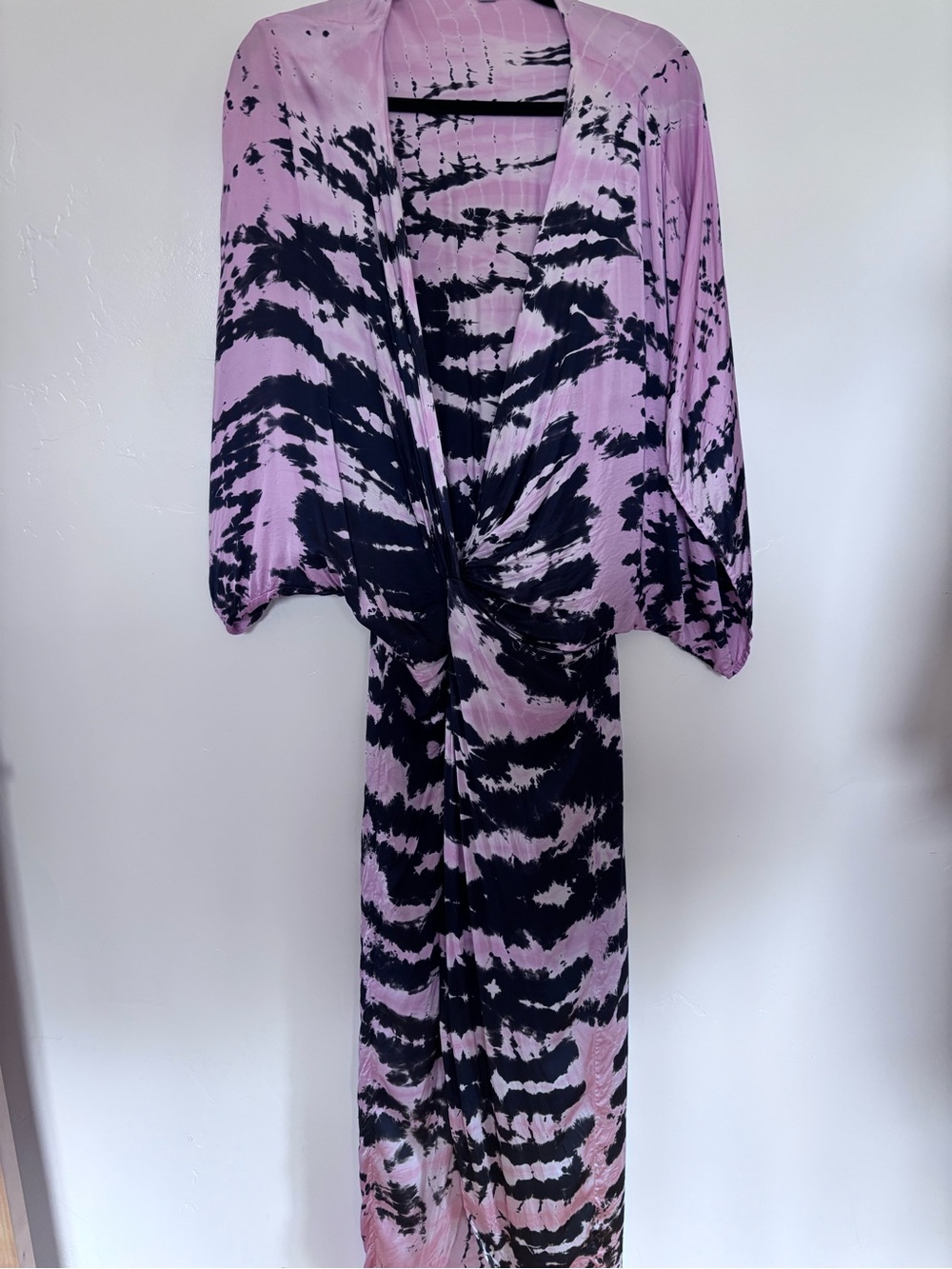 YFB Young Fabulous & Broke Pink Navy Tie Dye Twist Front Maxi Dress Size M Boho